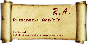 Ruzsinszky Arzén névjegykártya